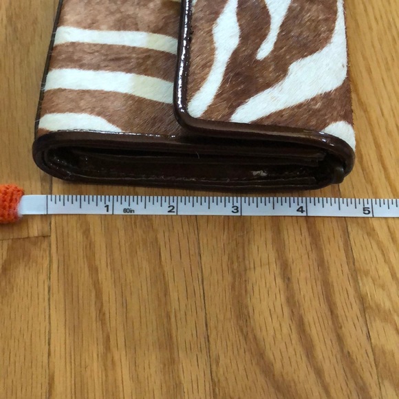 Alfani leather and brown and cram zebra ponyhair clutch removable strap - Picture 3 of 8